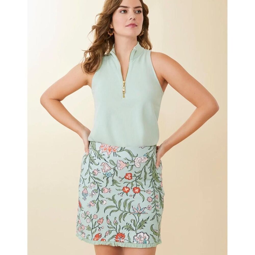 Spartina 449 Cotton Pique Sleeveless Quarter Zip Polo Top in Mint Green Size L